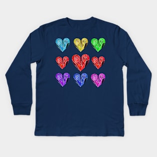 Multi-colored Hearts Kids Long Sleeve T-Shirt